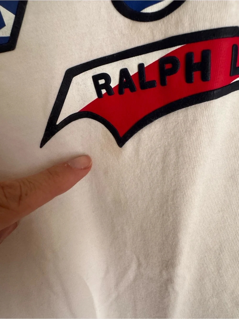 Polo by Ralph Lauren White & Gray Patriotic Script Tee